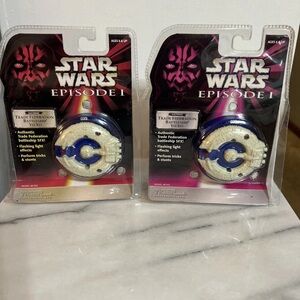 Two (2) Star Wars Episode I Yo-Yos - Blue and White w/Flashing Lights